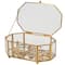 Home Details Large Gold Vintage Mirrored Bottom Octagonal Glass Keepsake Box